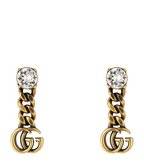 crystal double g earrings gucci|Gucci interlocking earrings silver.